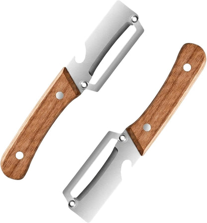 2 pcs Peelers for Kitchen, Zero Snag Wooden Kitchen Tool, Multifunctional Vegetable Peeler for Daily Meal Prep and Outdoor Use, Set of Two Zero-Snag Wooden Peelers with Ergonomic Design