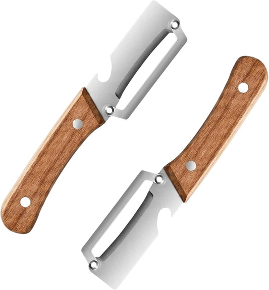 2 pcs Peelers for Kitchen, Zero Snag Wooden Kitchen Tool, Multifunctional Vegetable Peeler for Daily Meal Prep and Outdoor Use, Set of Two Zero-Snag Wooden Peelers with Ergonomic Design