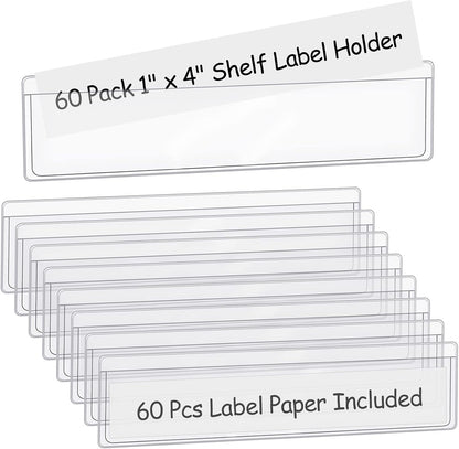 36 Pack 3" x 5" Adhesive Index Card Holders Clear PVC Label Holders | Top-loading label pockets, removable adhesive, clear PVC, for bins, shelves, totes, library and office use