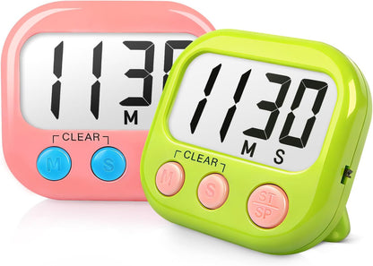 AOUCE Digital Timer for Kids Classroom Timers for Teacher 2 Pack Blue Green | Large Screen, Strong Magnetic, Loud Alarm, Countdown, Pomorodo, Stopwatch, Kitchen Timers for Cooking, Teacher Supplies