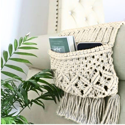 Sofa Armrest Organizer, Armchair Caddy, Macrame Couch Organizer | Dual Pocket Design, Couch Remote Holder, Couch Caddy, Boho Couch Caddy, Sofa Essentials Organizer, Gift