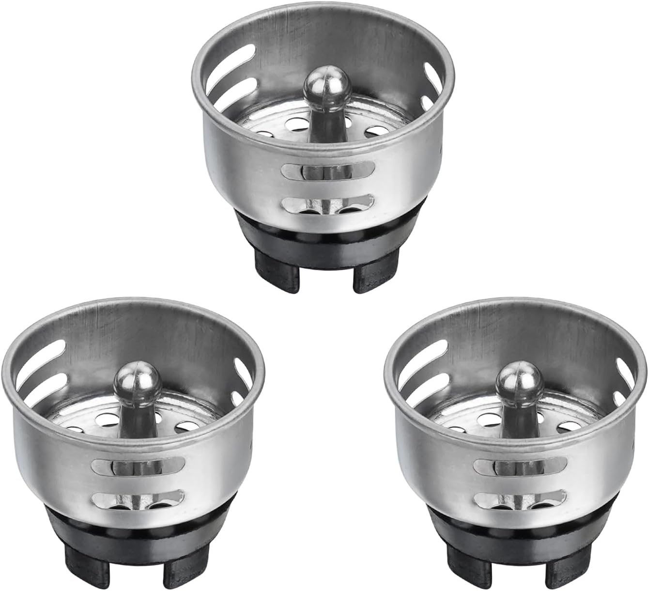Small Basket Strainer for 2-inch Sink Drain, Bar/rv Sink Strainer | Commercial Grade 304 Stainless Steel with Chrome Finish, TINY strainer (with Rubber Stopper, holds water but NOT watertight)