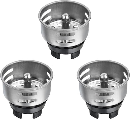 Small Basket Strainer for 2-inch Sink Drain, Bar/rv Sink Strainer | Commercial Grade 304 Stainless Steel with Chrome Finish, TINY strainer (with Rubber Stopper, holds water but NOT watertight)