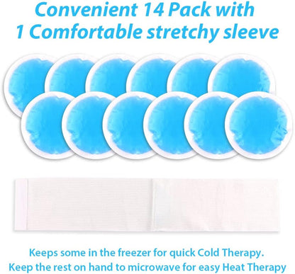 NEWGO Small Ice Packs for Injuries Reusable with Cloth Backing, 6 Packs | FSA Eligible, Round Hot and Cold Gel Pack, Flexible Cold Pack for Face, Toothache, Eyes Pain Relief