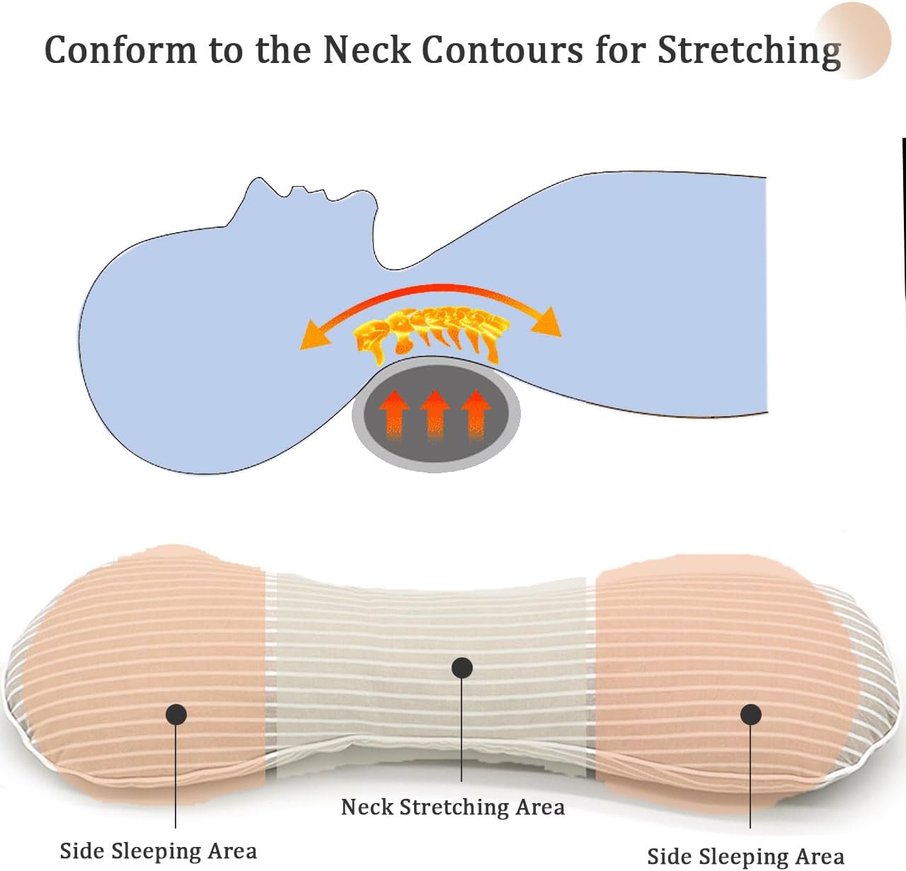 Buckwheat Pillow Cervical Neck Pillow, Buckwheat Hulls Filling Cooling Lumbar Support Pillow, Adjustable Firmness Ergonomic Design with Washable Cover, Blue 19"X7"