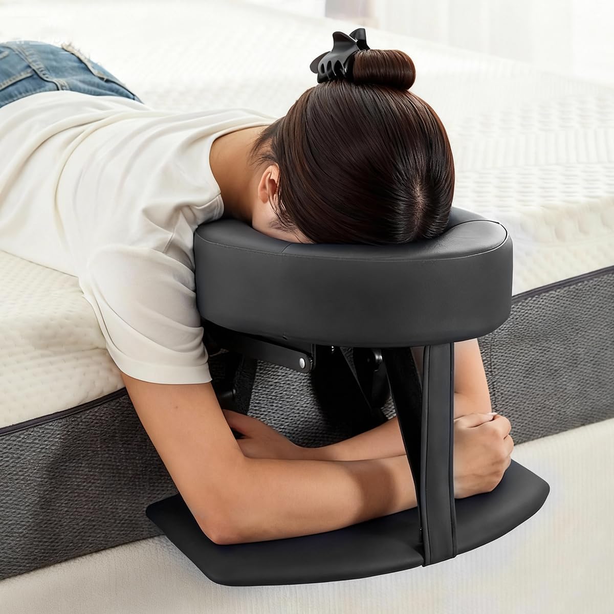 Massage Headrest for Bed, Head Holder & Face Cradle with Face Down Pillow