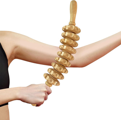 Wooden Massager Handheld Roller Trigger Point Massager Stick for Fascia, Cellulite, Muscle & Abdomen , Body Therapy Massager, Muscle Belly Relief Tool…