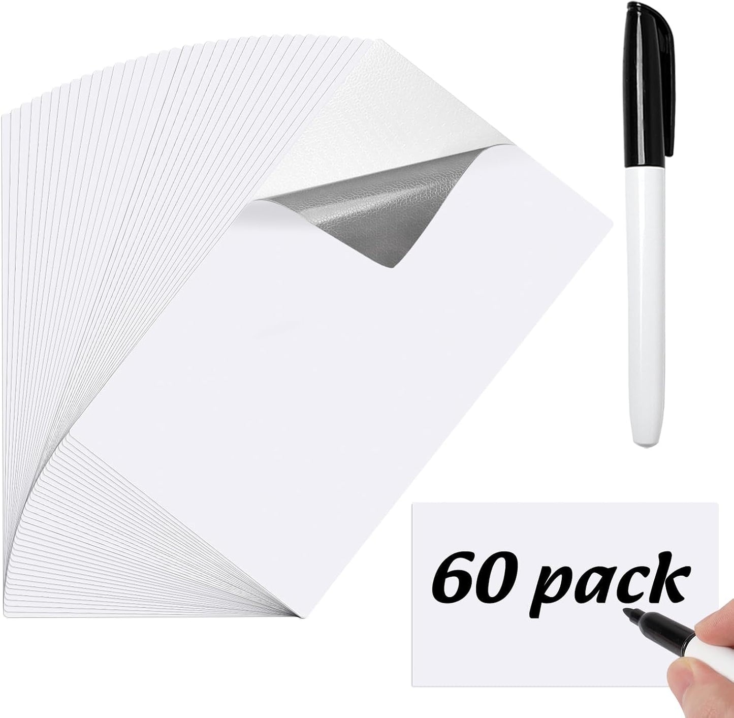 Dry Erase Labels 30 Pack 3x5Inch Reusable Whiteboard Sticky Notes Dry Erase Stickers Whiteboard Sticky Labels with Pen Tear Resistant & No Residue for Storage Bins Home Office Organization