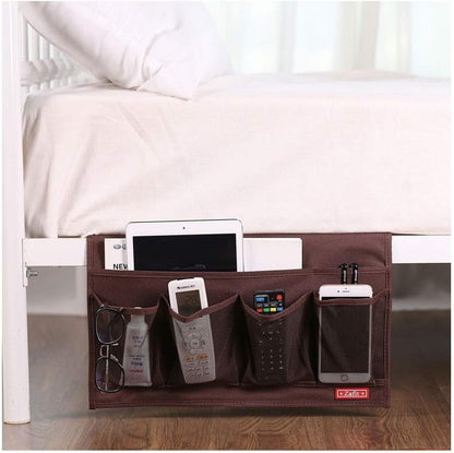 Zafit 5 Pockets Bedside Caddy, Bedside Storage Organizer for Water Bottles, Magazines, Phone, Glasses (5 Pockets-Grey)