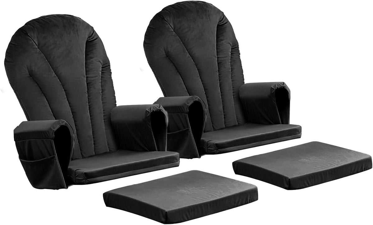 ANMINY 5pcs Glider Rocker Replacement Cushions Set with Ottoman Cushion, 3.5Inch Thickened Velvet Glider Rocking Chair Cushions with 29 inch High Backrest & Side Pockets for Indoor Nursery, Blue