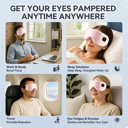 Heated Eye Mask - Cordless Eye Mask for Dry Eyes, Eye Relief, Eye Heating pad Improved Sleep,Travel, Office, Includes Removable and Washable Shells