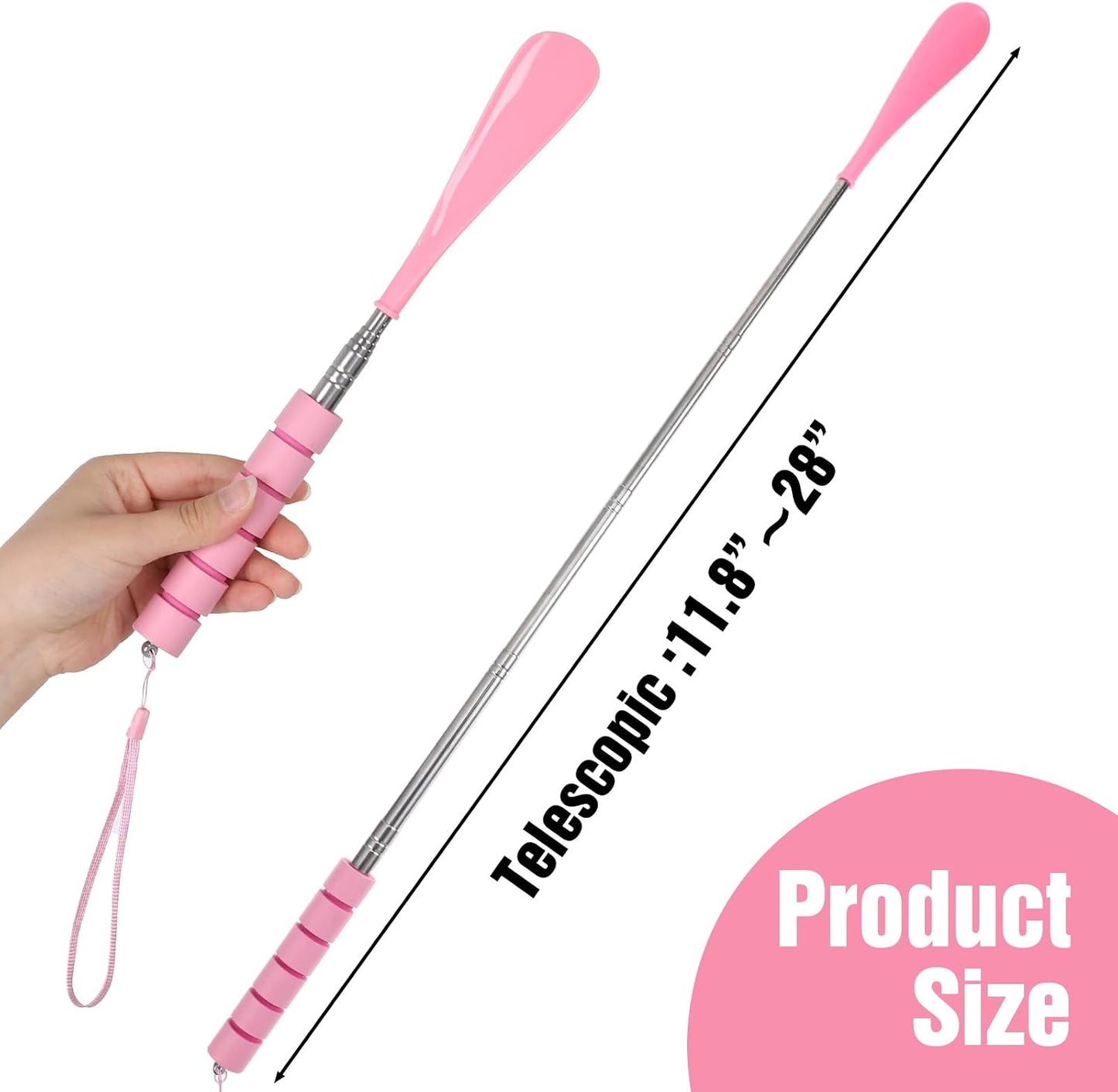 2 Pack Shoe Horn Long Handle, Metal Telescopic Foldable Shoehorn | Retractable Extended Boot Horn for Cowboy Boots, Travel Shoe Helper for Seniors/Pregnant Women