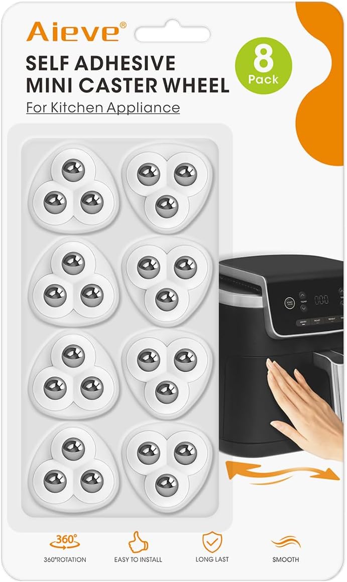 Aieve Appliance Rollers, 8 Pack Small Appliance Slider, Self Adhesive Caster Wheels, Mini Swivel Wheels for Kitchen Countertop Easy Moving