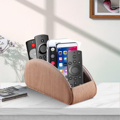 Pu Leather TV Remote Control Holder with 5 Compartments,Remote Caddy/Tray | Bedside Table Desk Storage Box/Organizer for Pen,DVD,Blu-Ray,Media Player,Heater Controller,Cosmetics,Glasses,Office Supplies