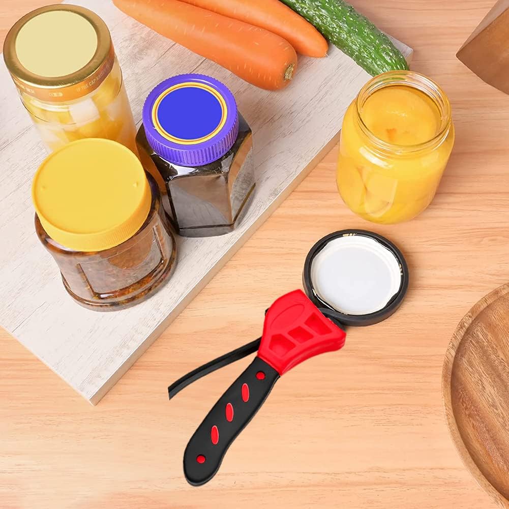 Jar Opener, Adjustable Bottle and Jar Opener for Weak Hands, Multifunctional Belt Wrench Can Open Tool, No-n Slip Rubber Strap Wrench for Plumbing,Sink,Faucet(COLOR:red)