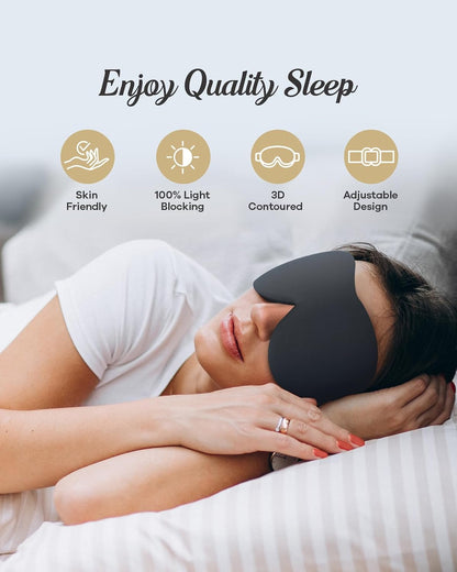 Sleep Mask for Side Sleepers, 3D Contoured Eye Mask for Sleeping, Soft Memory Foam Eye Cover with Adjustable Strap, No Pressure on Eyes, Travel Sleep Mask for Men Women, Shift Work & Naps