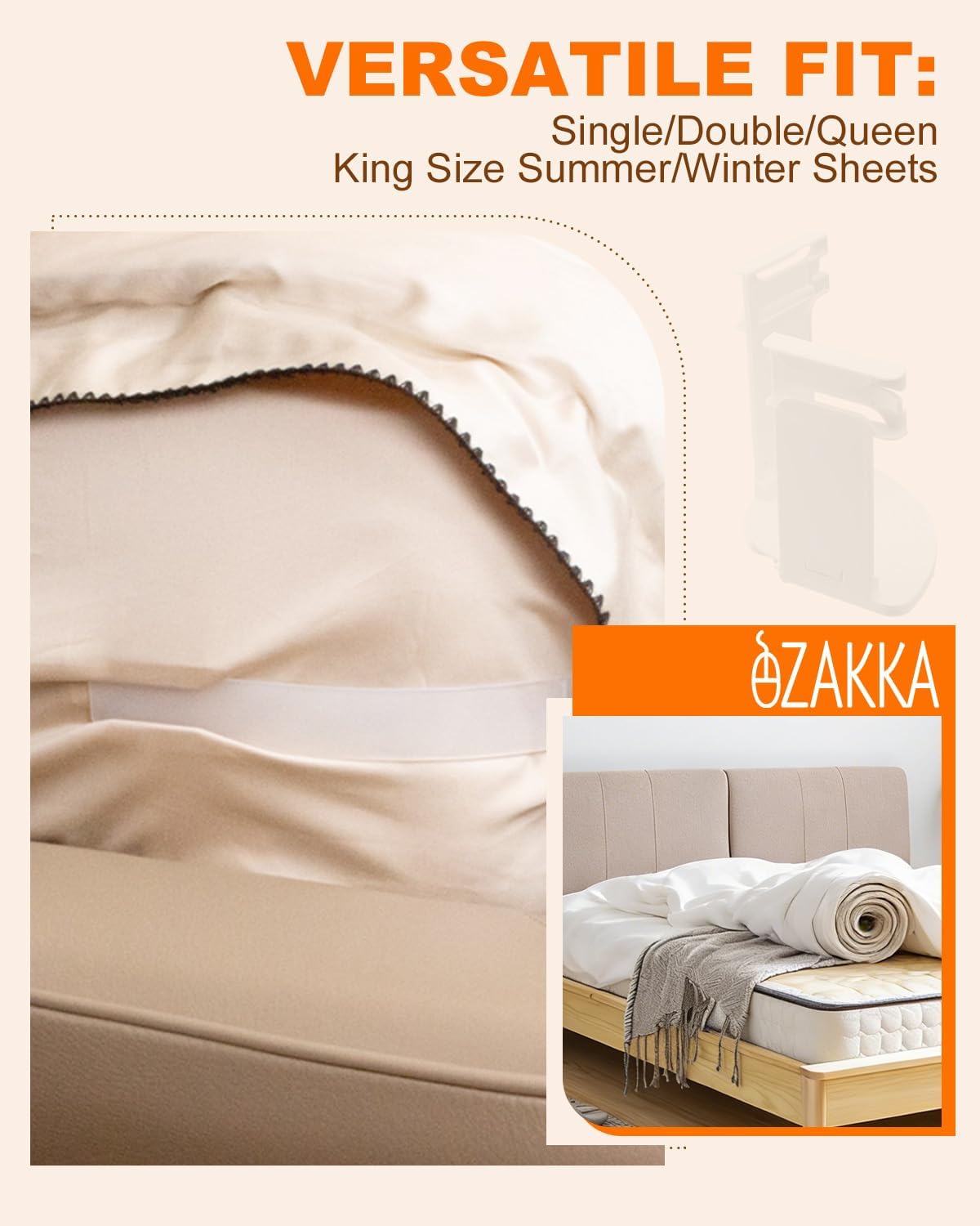 eZAKKA 8PCS Adjustable Replacement Strips for Bed Sheet Holder | Bed Sheet Straps Compatible with Most Bed Lock Sheet Holders，Cuttable sheet locks for fitted sheets