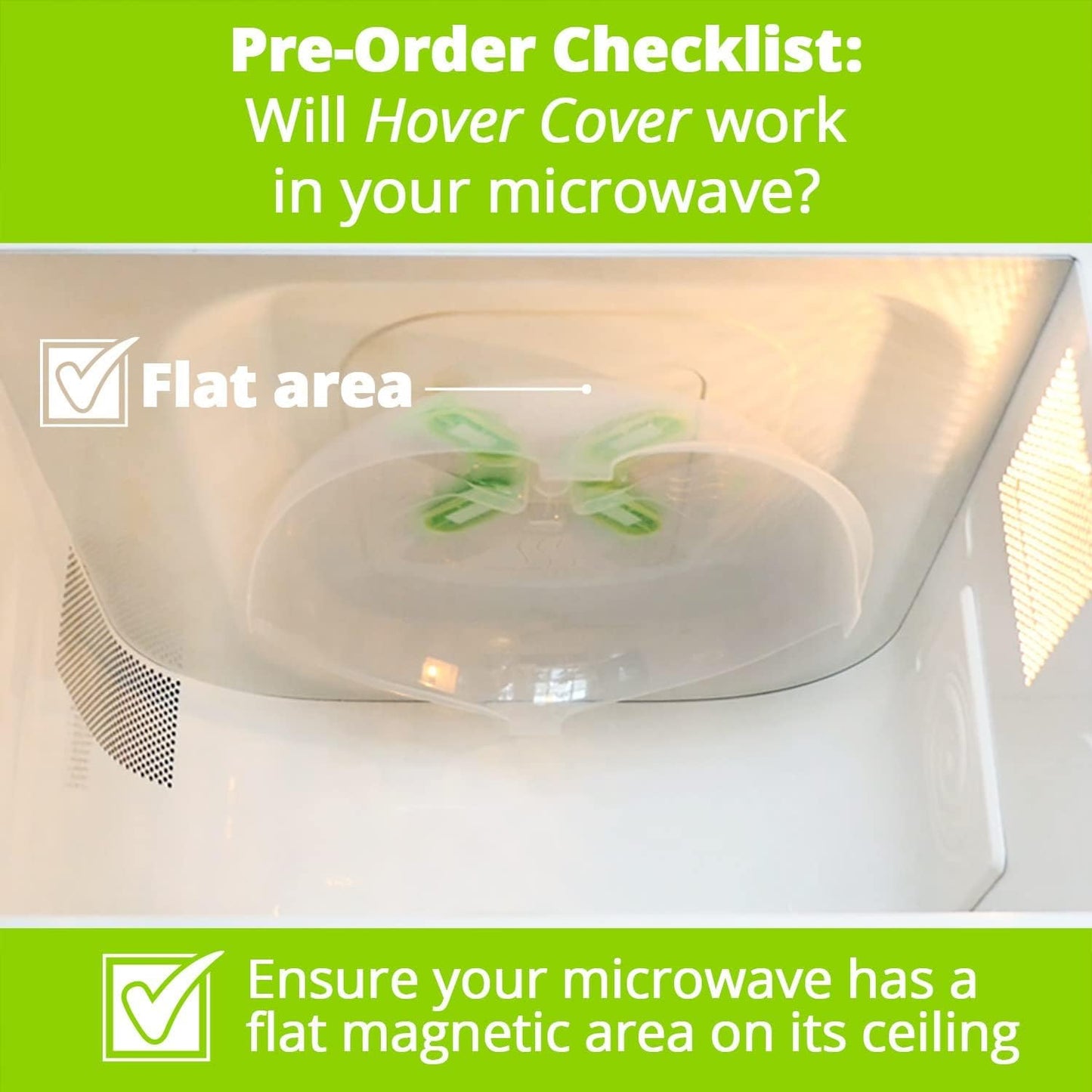 HOVER COVER Magnetic Microwave Splatter Cover for Food - 12-Inch - Gray | BPA-Free Lid, Vented Plate Guard with Steam Vents, Anti-Splash Microwave Lid, Dishwasher Safe, Space-Saving Magnetic Storage