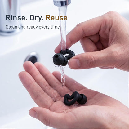 Sleep Ear Plugs for Sleeping,Noise Reduction NRR40dB,Reusable Earplugs for Sleep,Side Sleepers,Snoring Reducing,XS/S/M/L Tips and Carrying Case Black