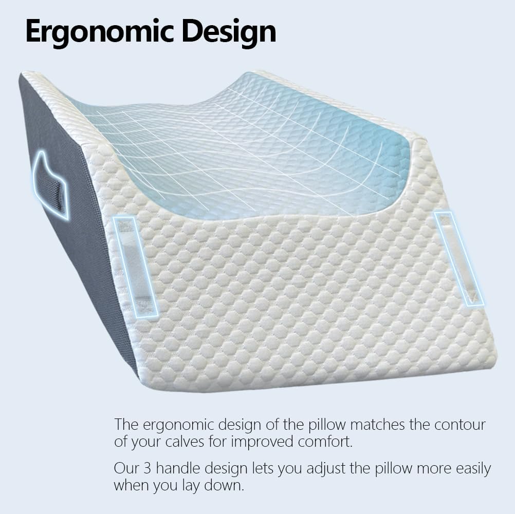 BlissfulNest Leg Elevating Pillow Leg Elevation Pillow for Legs/Knee/Ankle Post Surgery Memory Foam Cooling Fabric Eases Legs/Feet/Calves Pressure Speeds Post Surgery Recovery