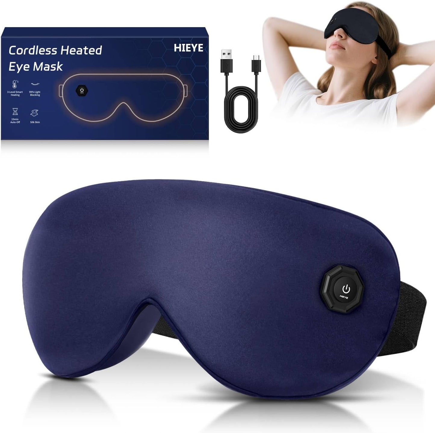 Cordless Heated Eye Mask for Dry Eyes,Electric Warm Compress for Fast Eye Relief Rechargeable USB Heat Relax Mask for Sleep