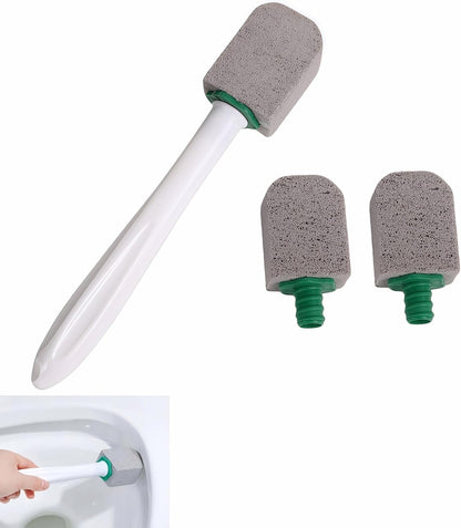Pumice Stone Toilet Cleaning Kit with Long Handle - Effortless Hard Water Stain Remover for Toilets, Tubs & Tile - Includes 1 Handle + 3 Pumice Stones, Safe for Porcelain & Ceramic Surfaces