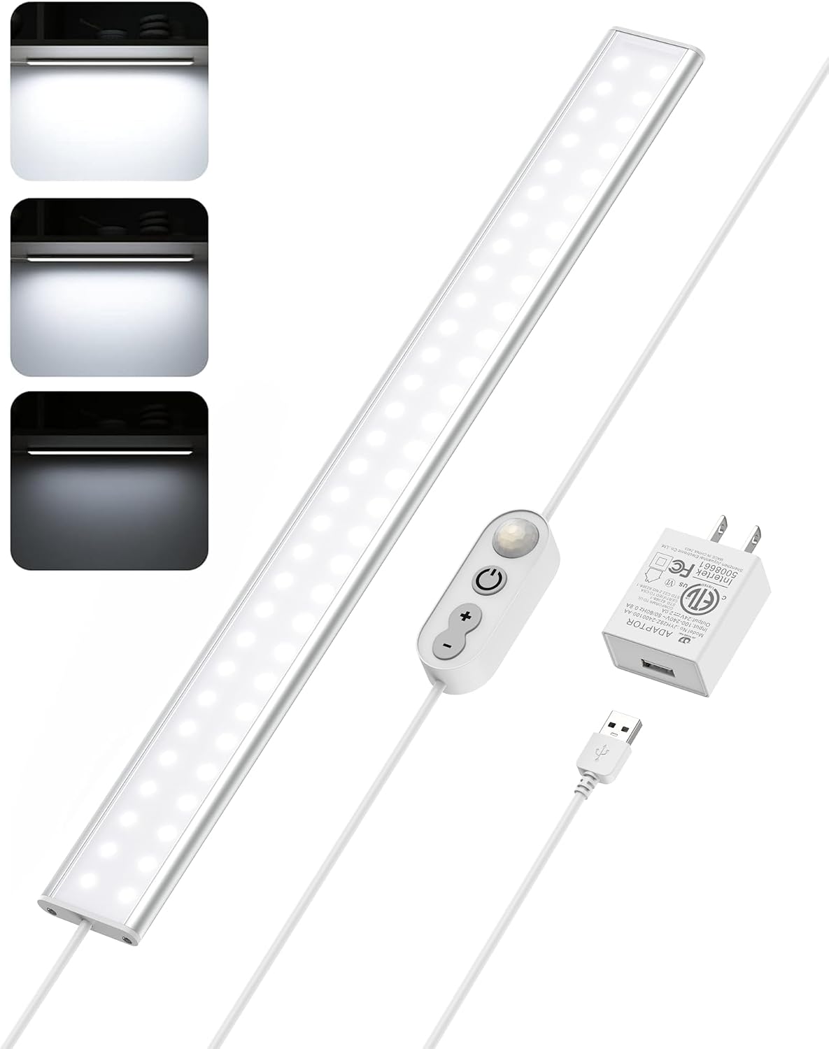 ASOKO Motion Sensor Dimmable Led Under Cabinet Light, 12" Cool White | ASOKO Motion Sensor Dimmable Led Under Cabinet Light, 12" Plug in Cool White 6000K Bar for Kitchen Counter Closet