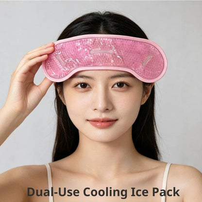 1pcs Cooling Eye Mask – Gel Bead Ice Pack for Hot or Cold Compress, Reusable Head Wrap for Dark Circles (Purple)
