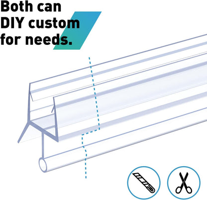 Shower Door Bottom Seal,2 PCS 3/8" X 36" | Door Sweep for 3/8 Inch Glass,Frameless Glass Door Seal Strip to Seal 11mm Gap,Stop Shower Leaks and Create a Water Barrier