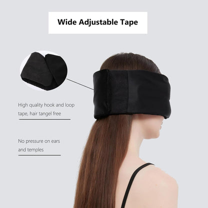ALASKA BEAR Wraparound Style Organic Cotton Eye Mask with Padded Nose, Big Wide Headband and Large Coverage Ear Muff Sleeping Mask with Bottom Flap for Full Blackout, Dark Grey