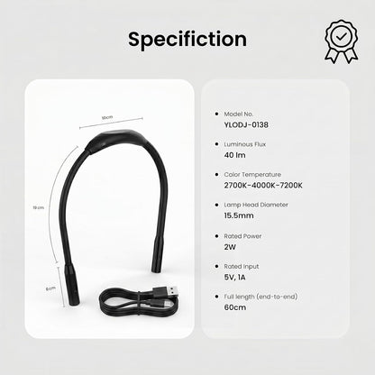 YEELIGHT Neck Light for Reading at Night, 3-Color & 4-Brightness Book Light, Rechargeable 1000mAh USB-C Reading Light, Ultra-Light Weight 110g Hands Free for Bed, Knitting, Repairing