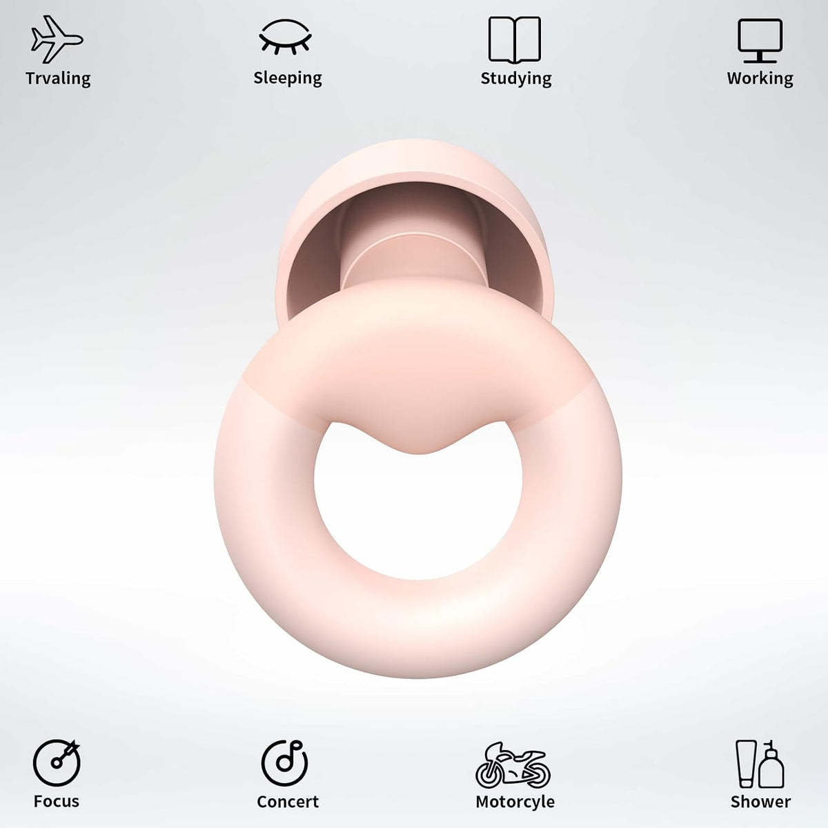 JUSTRVN Earplugs for Sleeping,Noise Reduction Soft Silicone Ear plugs with 7 Pairs Ear tips&One Connection Cord,Hearing Protection Reusable Earplugs for Sleeping,Concert,Work&Sound Reduction 25dB-30db