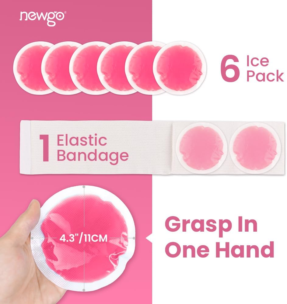 NEWGO Small Ice Packs for Injuries Reusable with Cloth Backing, 6 Packs | FSA Eligible, Round Hot and Cold Gel Pack, Flexible Cold Pack for Face, Toothache, Eyes Pain Relief