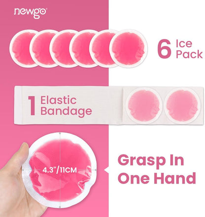 NEWGO Small Ice Packs for Injuries Reusable with Cloth Backing, 6 Packs | FSA Eligible, Round Hot and Cold Gel Pack, Flexible Cold Pack for Face, Toothache, Eyes Pain Relief
