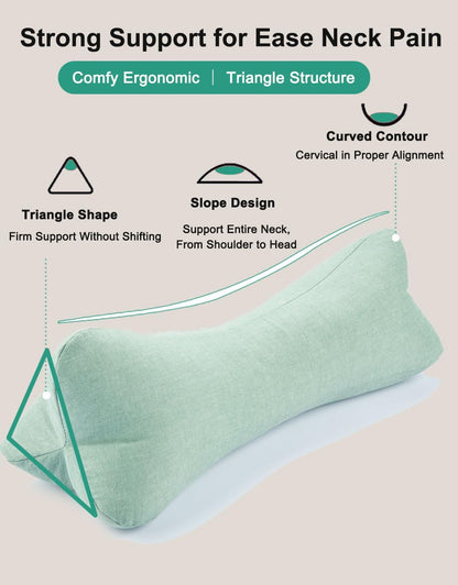 Cervical Buckwheat Neck Roll Pillow for Pain Relief, Firm Neck Support Bolster for Back Sleepers, Washable Cover, Ideal for Office Lunch Break, Blue 15 X 5 Inches