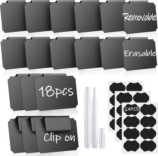 18Pcs Basket Labels for Storage Bins, Erasable Bin Basket Labels Clip On,Basket Tags for Fabric Cubes Wicker Laundry Organization
