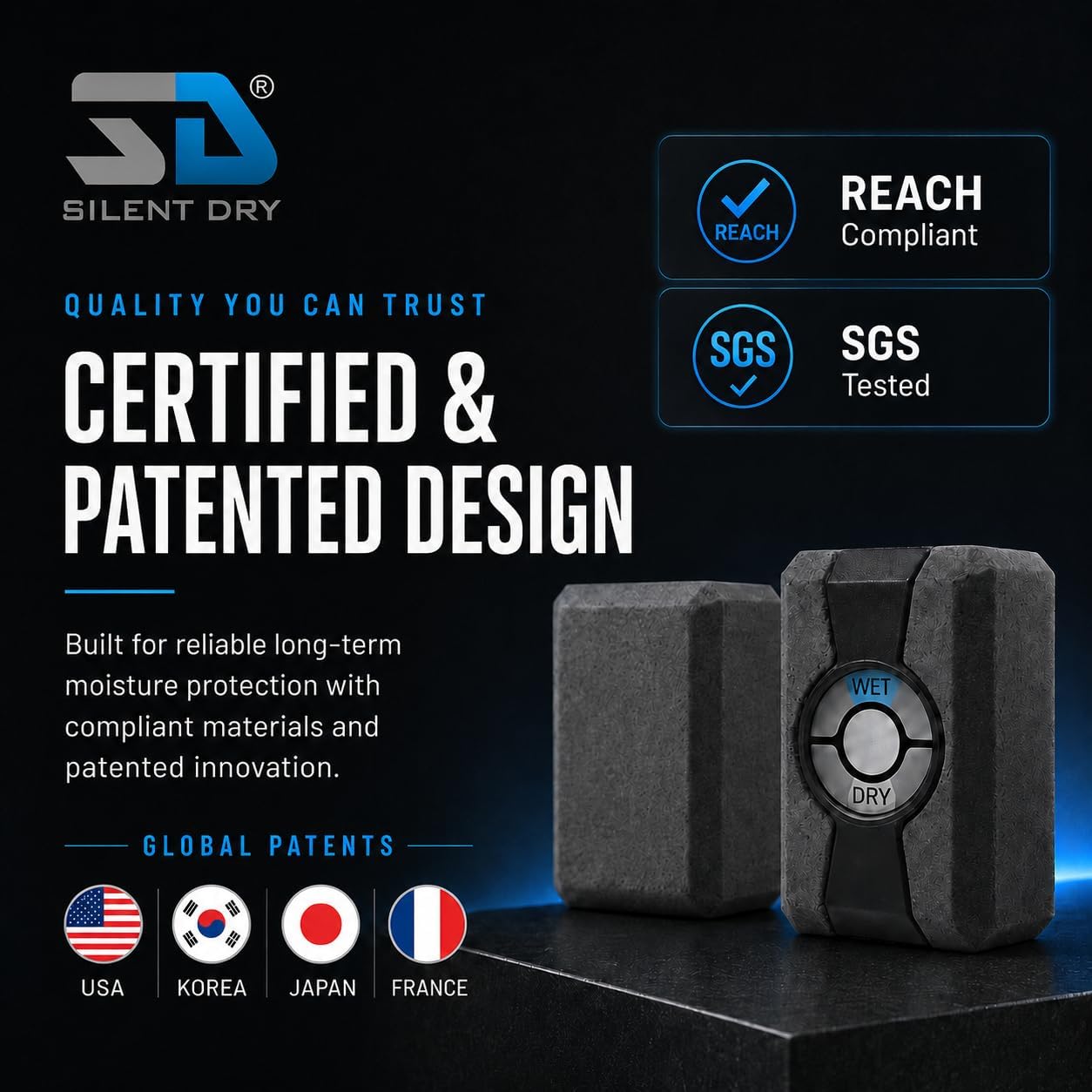 CUBE Gun Safe Dehumidifier, 2 Pack, for small confined space | Rechargeable, Reusable Desiccant Stone, Wet/Dry Indicator, Microwave Renewable, For Safes, Toolboxes, Camera Bags & Cars