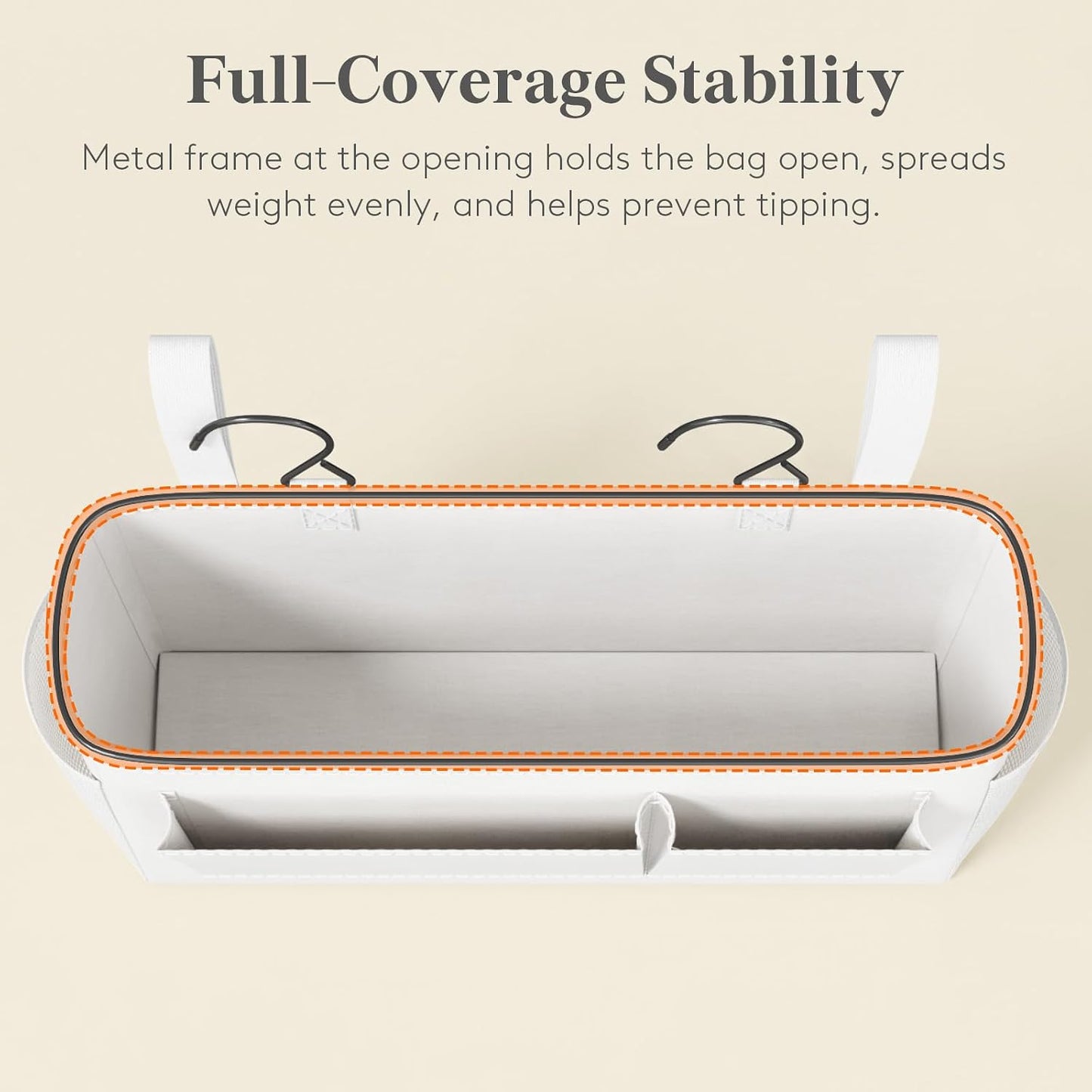 Lifewit Bedside Caddy Storage Organizer, Hanging Storage Bag with Fixed Straps, Book Remotes Holder for Home, College, Dorm, Bunk, Hospital, Crib Bed Rails, White