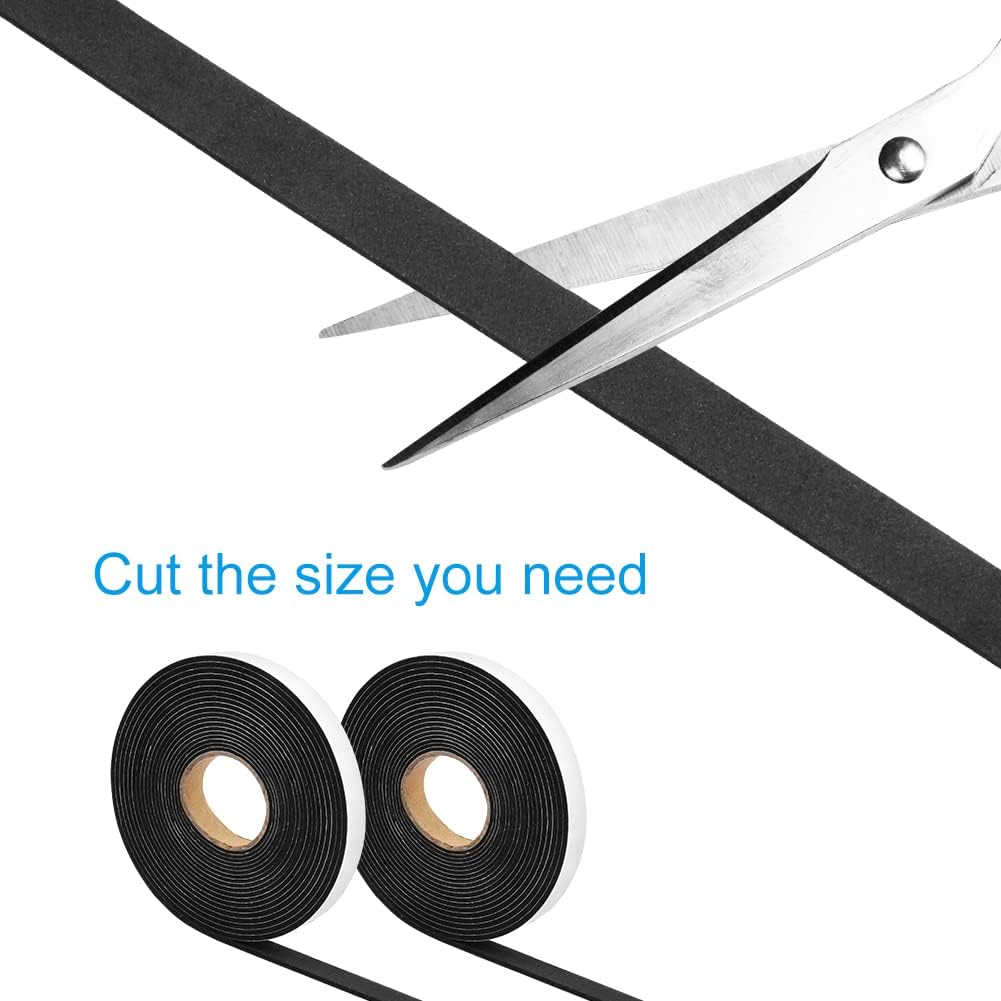 2 Rolls Foam Seal Tape for Door Window Insulation, Soundproof and Shockproof Foam Adhensive Strip, 3/8" Wx3/16 T Single Sided Foam Tape, Cold Air and Draft Closed Cell Seal Strip,Total 32FT