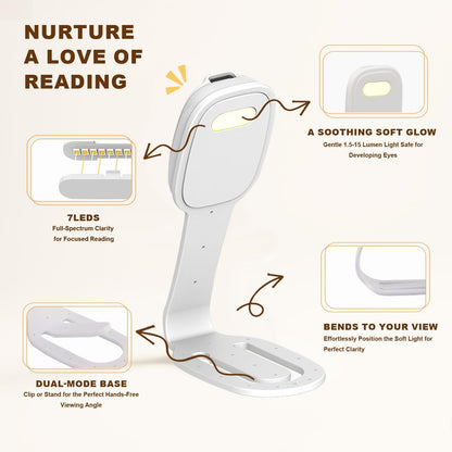 Rechargeable Kids Book Light, Cute Bookmark Reading Light for Kids, Dimmable Portable LED Book Light for Reading in Bed, Eye-Caring Bedtime Reading Lamp for Children & Travel, Brown