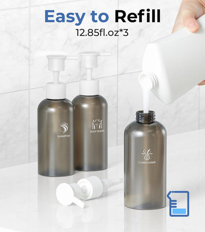 Shampoo Dispense for Shower, Shower Soap Dispenser Wall Mounted, Shower Dispenser 3 Chamber No Drill, Shampoo and Conditioner Dispenser for Bathroom Hotel, Shower Shampoo Dispenser 3 Chamber, Black