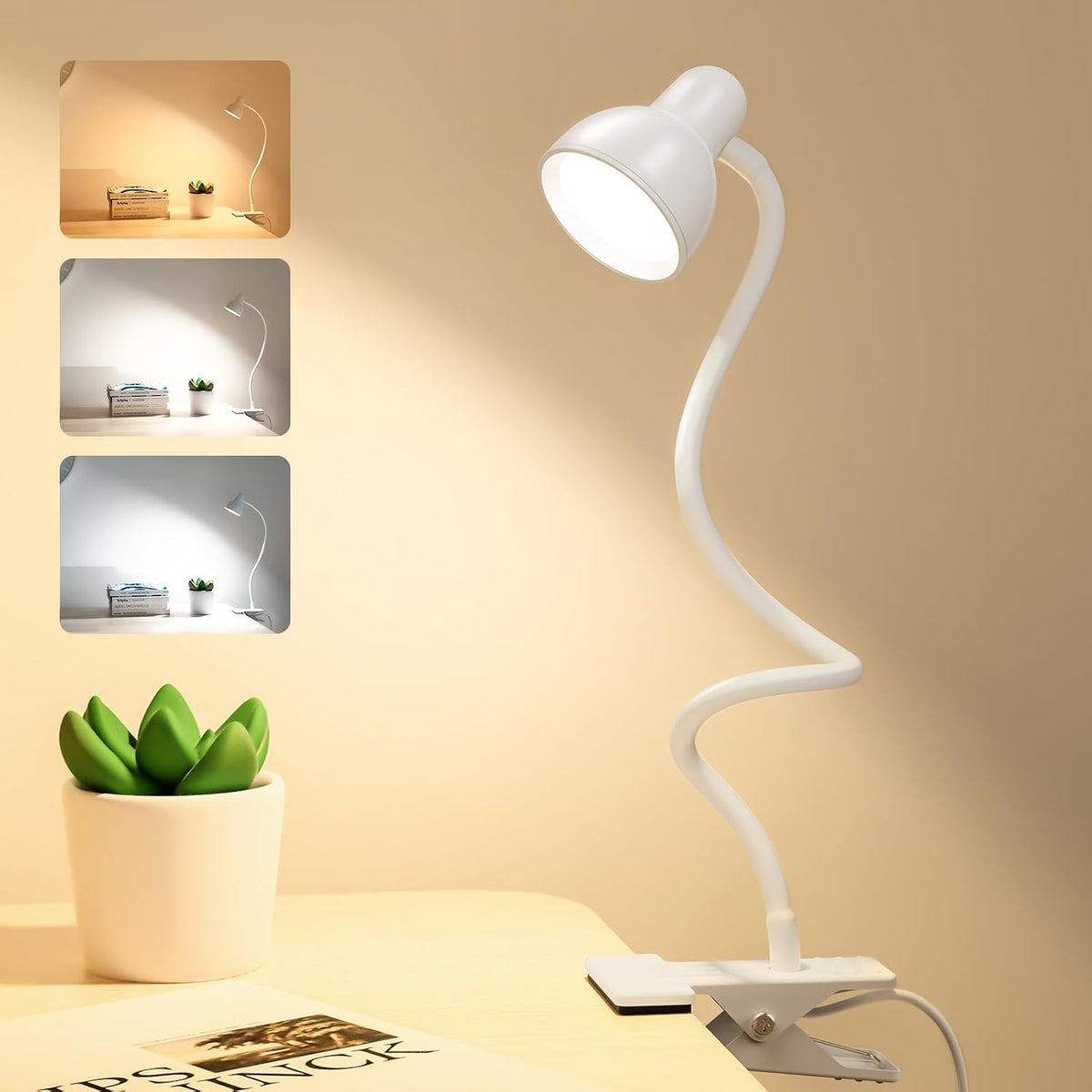 Clip on Reading Light for Bed 3 Color Modes Teal