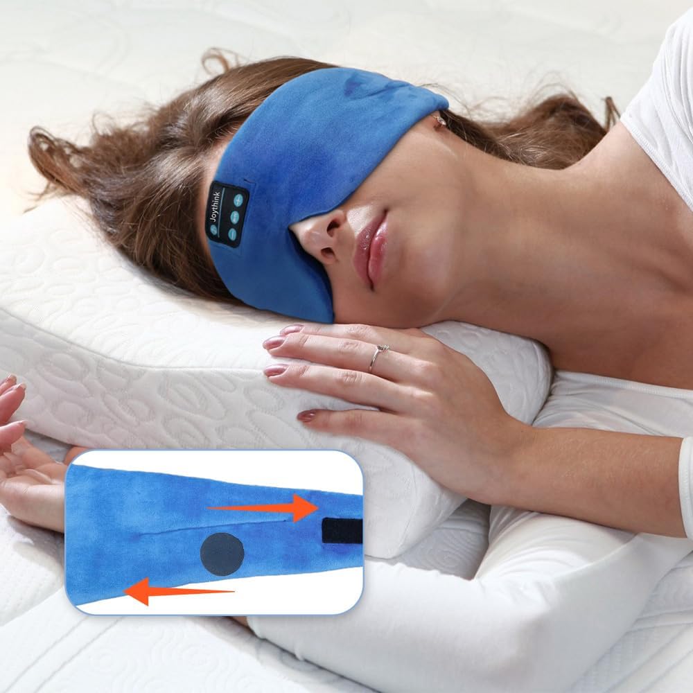 Joythink Sleep Headphones Bluetooth Sleep Mask Silk Headband Earphones Bluetooth Eye Mask for Sleeping On Side Blackout Soft Sleep Earphones Music Kids Children Eye Cover Purple