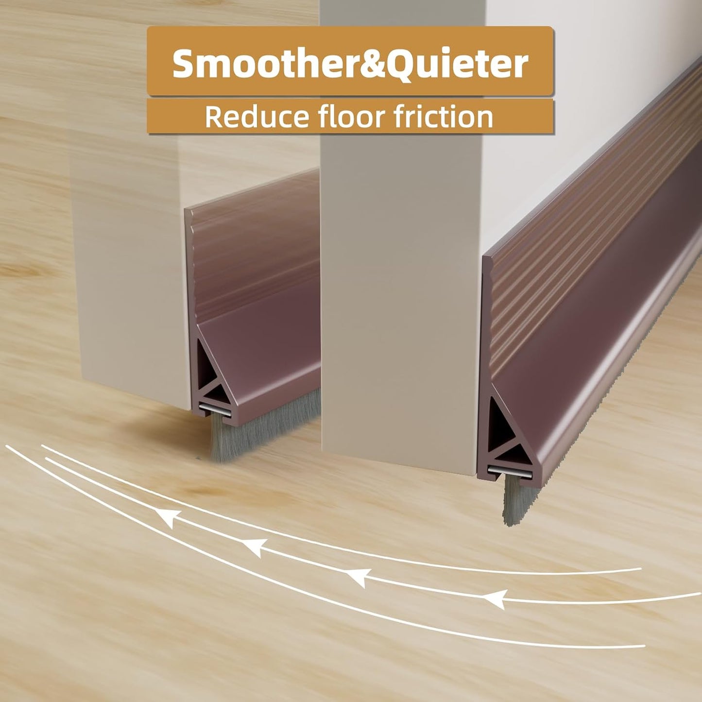 cuysfead 39" Door Draft Stopper for Bottom of Door with Brush,Strong Adhesive Under Door Sweep for Exterior & Interior,Soundproof Door Gap Filler Bottom Seal Dust Blocker and Noise Stopper,White