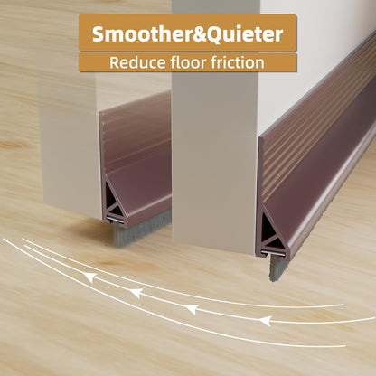 cuysfead 39" Door Draft Stopper for Bottom of Door with Brush,Strong Adhesive Under Door Sweep for Exterior & Interior,Soundproof Door Gap Filler Bottom Seal Dust Blocker and Noise Stopper,White