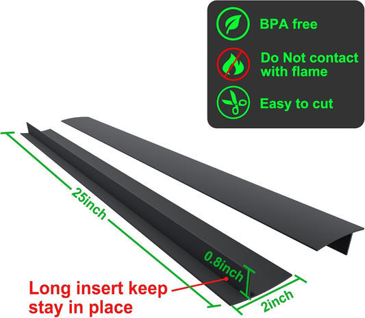 KindGa Silicone Stove Counter Gap Cover - 25 Inch Gap Filler 2 Pack Black