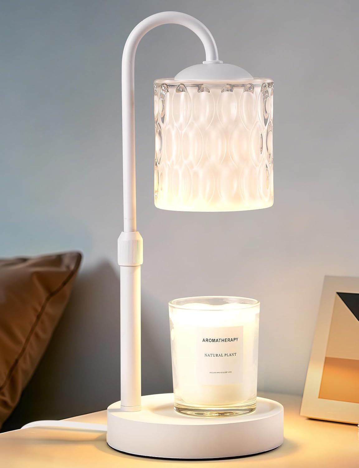 Briever Dimmable Candle Warmer Lamp with Timer, Height Adjustable Electric Candle Wax Warmer, Christmas Birthday Gifts for Women Mom, House Warming Gifts New Home Room Decor, Black Solid Wood Base