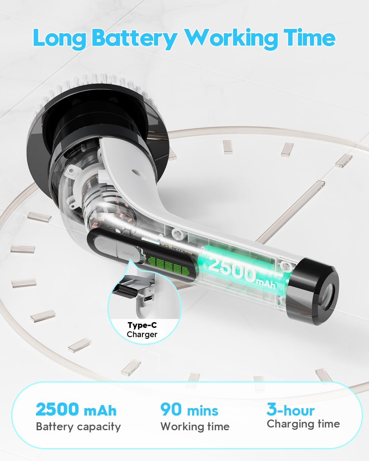 Highyes Electric Spin Scrubber for Cleaning Bathroom: Cordless Power Shower Scrubber - Electric Cleaning Brush for Tile Tub