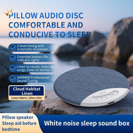 Bluetooth Pillow Speaker, Sleep Pillow Speaker for Sleeping – Mini Bone Conduction Sleep Aid with Stereo Bass with White Noise, Private Sleep Headphones for Adult Kids (Blue)