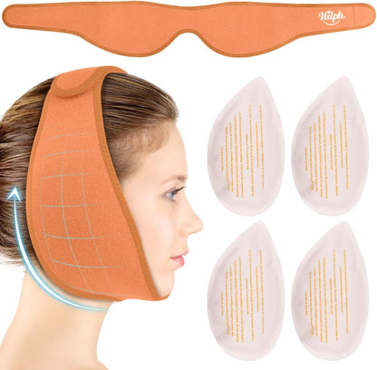 Hilph Wisdom Teeth Ice Pack Head Wrap, Face Ice Pack for Jaw Oral Surgery | Large Jaw Ice Wrap with 4 Hot Cold Gel Packs, Pain Relief for TMJ, Tonsillectomy, Wisdom Teeth Recovery Must Haves, Blue